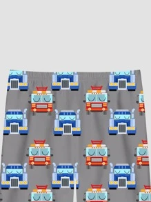 Tween Boy Cartoon & Letter Graphic Tee & Shorts Snug Fit PJ Set - Grey - View 5