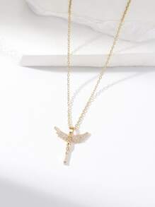 Hihho 1pc Classic & Delicate Lucky Goddess Angel Pendant Women's Clavicle Necklace Decoration Gift - Yellow Gold - View 4