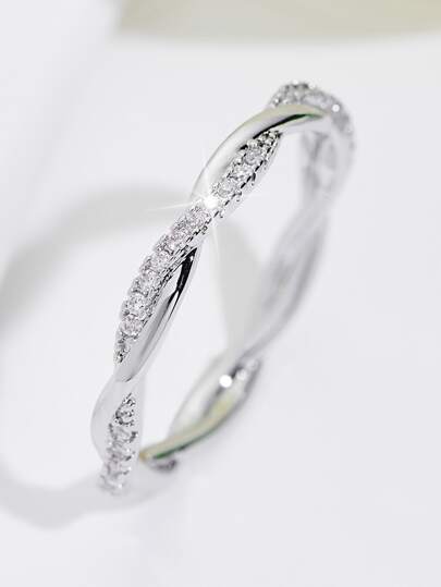 1 Simple Fashion Personality Versatile Cubic Zirconia Ring Valentine's Day Mother's Day Birthday Party Gift,Mom,Mother,Mother's Day,Gift