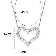 女性鏤空心&水鑽吊墜項鍊 - 銀色 - 查看 5