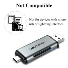 SD 卡读卡器，2 合 1 USB C+USB3.0 Micro SD 存储卡读卡器适配器适用于 TF SD Micro SD SDXC SDHC MMC RS-MMC Micro SDXC Micro SDHC UHS-I，兼容 MacBook Air/Pro、iPad Pro、Android 手机、PC - 銀色 - 查看 10