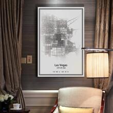 1 Panels Framed Canvas Wall Art Decor Vintage Scroll Style Map of Las Vegas  , Retro Parchment Style Watercolor Canvas Painting for Living room, Bedroom Decor-Ready to Hang - 0001 - 查看 3
