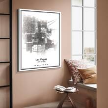 1 Panels Framed Canvas Wall Art Decor Vintage Scroll Style Map of Las Vegas  , Retro Parchment Style Watercolor Canvas Painting for Living room, Bedroom Decor-Ready to Hang - 0001 - 查看 1