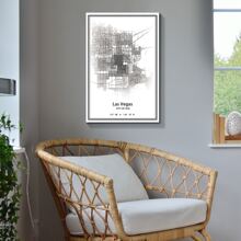 1 Panels Framed Canvas Wall Art Decor Vintage Scroll Style Map of Las Vegas  , Retro Parchment Style Watercolor Canvas Painting for Living room, Bedroom Decor-Ready to Hang - 0001 - 查看 2