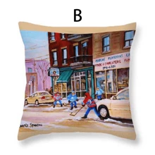 1入組聖誕多雪的街場景圖案枕套不附帶枕頭芯 - 彩色 - 查看 3