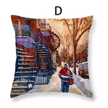 1入組聖誕多雪的街場景圖案枕套不附帶枕頭芯 - 彩色 - 查看 5