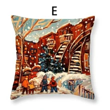 1入組聖誕多雪的街場景圖案枕套不附帶枕頭芯 - 彩色 - 查看 6