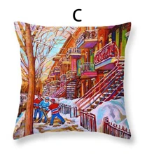 1入組聖誕多雪的街場景圖案枕套不附帶枕頭芯 - 彩色 - 查看 4
