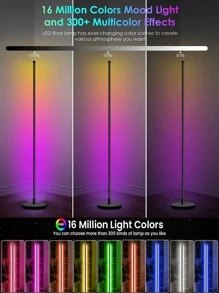 120cm 160cm圓底usb供電地燈,可調光led角落臥室床頭燈,帶21鍵遙控器的rgb變色led燈,可調高落地燈適用於臥室、辦公室、遊戲室、客廳等場合,家居裝飾 - 黑色 - 查看 6