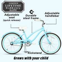 Glerc 14 16 20 inch Kids Bike, Kids' Cruiser Bike with Coaster Brake and Training Wheels - Màu xanh lam - Xem 5