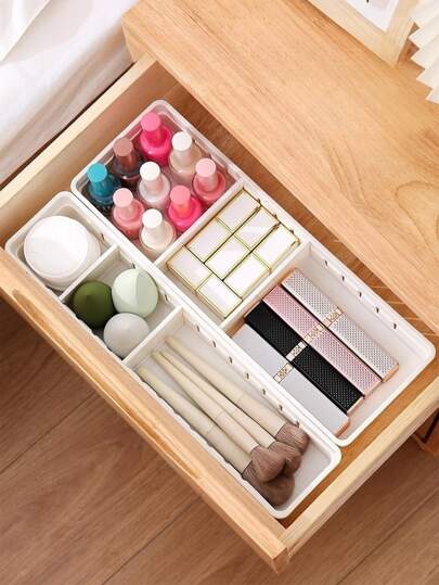 1pc White Plastic 3-Compartment Drawer For Desktop Storage, With Free Diy Assembly  Decorations   Autumn Decor Festival Decor Room Decor Home Decor Fall Decor Bedroom Decor