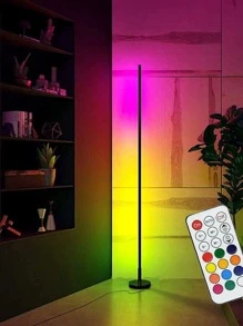 120cm 160cm圓底usb供電地燈,可調光led角落臥室床頭燈,帶21鍵遙控器的rgb變色led燈,可調高落地燈適用於臥室、辦公室、遊戲室、客廳等場合,家居裝飾 - 黑色 - 查看 1