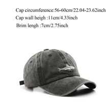 1件男女運動復古洗水鯊魚棒球帽,送禮情人節必備casual - 深灰色 - 查看 8