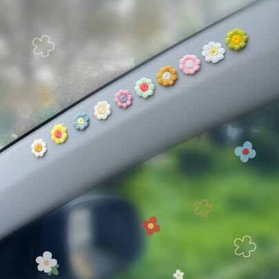 10入組花朵形狀織物汽車內飾貼紙