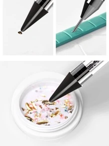 doble faz Manicura con diamante de imitación Utensilio para aplicar algo Pluma - Negro - Ver 5