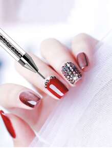doble faz Manicura con diamante de imitación Utensilio para aplicar algo Pluma - Negro - Ver 2