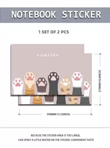 1 set Etiqueta engomada protectora del ordenador portátil con pata de gato con estampado compatible con 15.6-16 pulgada - Multicolor - Ver 6