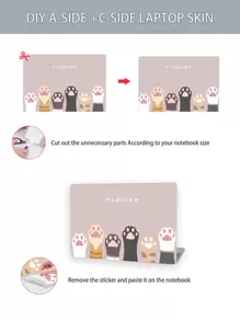 1 set Etiqueta engomada protectora del ordenador portátil con pata de gato con estampado compatible con 15.6-16 pulgada - Multicolor - Ver 5