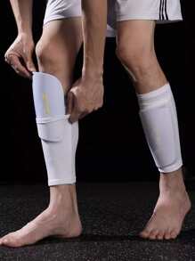 Sports Outdoor Professional Football Socks For Training And Competition, Double-Layer Leg Sleeves For Anti-Collision Protection, Pressure Soccer Socks/Compression Leg Sleeves For Men, Knitted Sweat-Absorbent Soccer Leggings, 1 Pair - White - View 2