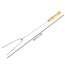 1 Miếng Có thể mang đi Tay cầm bằng gỗ Ngã ba BBQ , Ngoài trời Dụng cụ nướng thịt 40cm - Màu vàng - Xem 5
