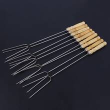 1 Miếng Có thể mang đi Tay cầm bằng gỗ Ngã ba BBQ , Ngoài trời Dụng cụ nướng thịt 40cm - Màu vàng - Xem 6