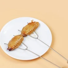 1 Miếng Có thể mang đi Tay cầm bằng gỗ Ngã ba BBQ , Ngoài trời Dụng cụ nướng thịt 40cm - Màu vàng - Xem 2