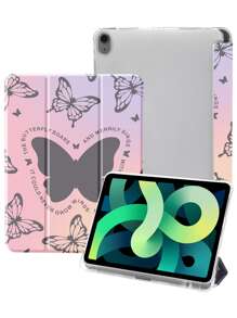 Butterfly Print Silicone Pad Case Compatible With iPad - Multicolor - View 2