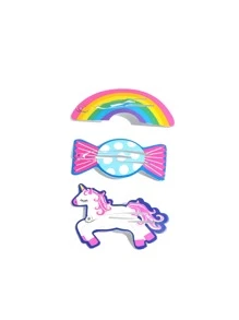 3pcs Candy-colored Rainbow Unicorn Hair Clips For Children - Multicolor - View 2
