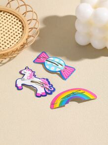 3pcs Candy-colored Rainbow Unicorn Hair Clips For Children - Multicolor - View 1