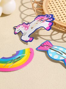 3pcs Candy-colored Rainbow Unicorn Hair Clips For Children - Multicolor - View 3