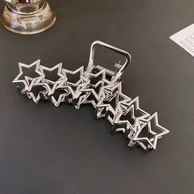 1pc Metallic Minimalist Style Hollowed Out Five-Pointed Star Hair Clip - Silver - View 5