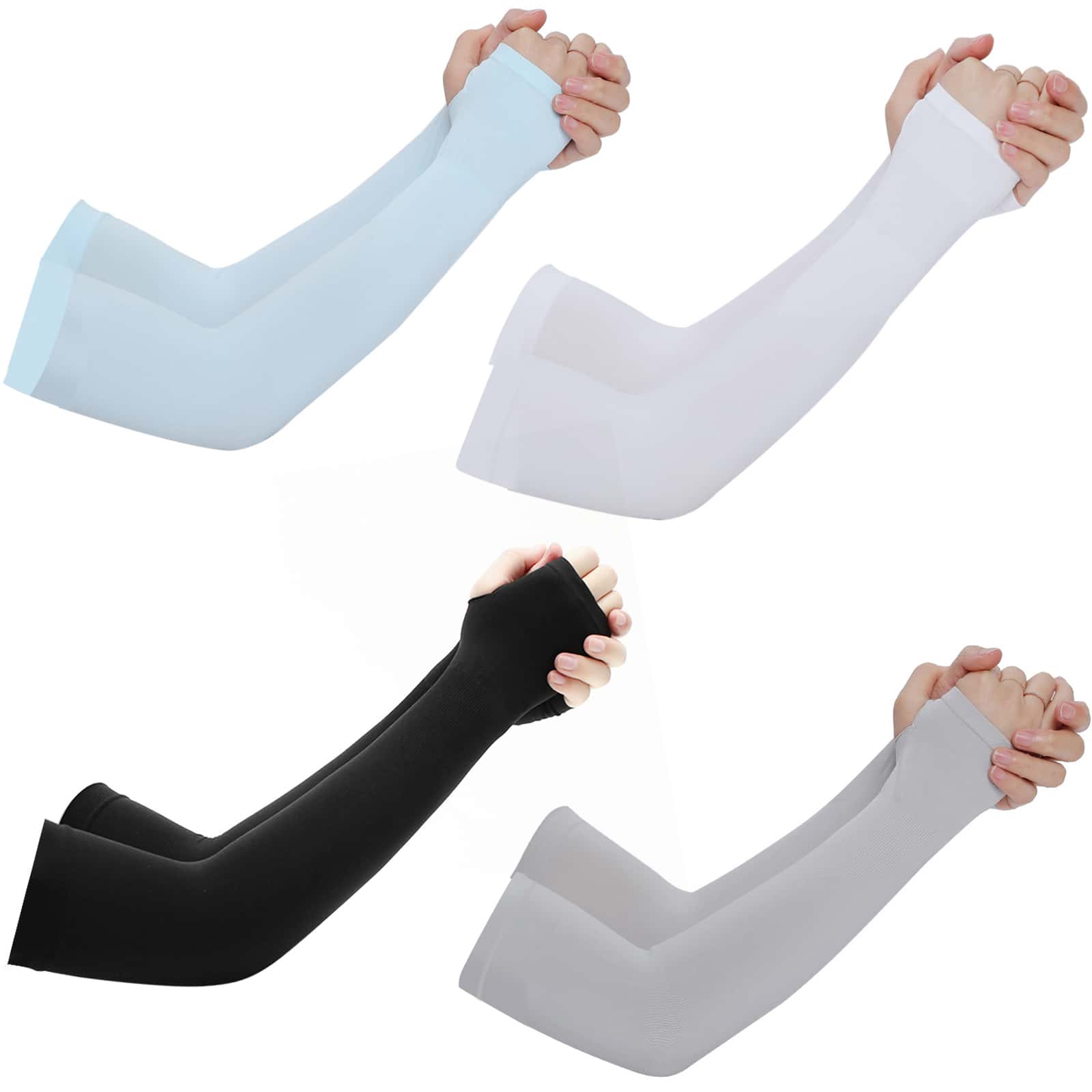 4pairs Arm Sleeves Cooling UV Protection Sleeves UPF 50+ Compression
