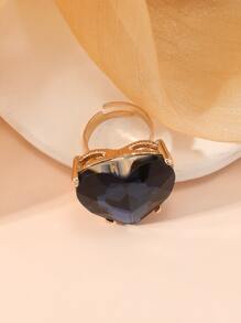 1入組華麗合金心形大寶石開口戒指適合女士,偉大適用於約會禮物 - 藍色 - 查看 3