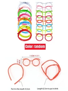 1 pieza Gafas divertidas con pajita, juego de fiesta creativo, regalo para niños - Multicolor - Ver 3