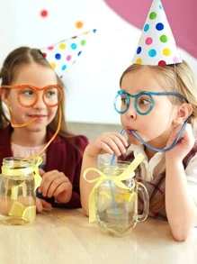1 pieza Gafas divertidas con pajita, juego de fiesta creativo, regalo para niños - Multicolor - Ver 2