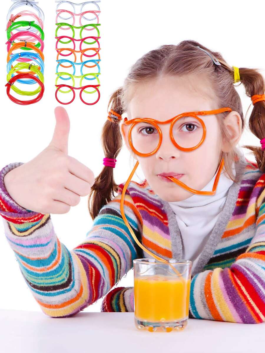 1 pieza Gafas divertidas con pajita, juego de fiesta creativo, regalo para niños - Multicolor - Ver 1