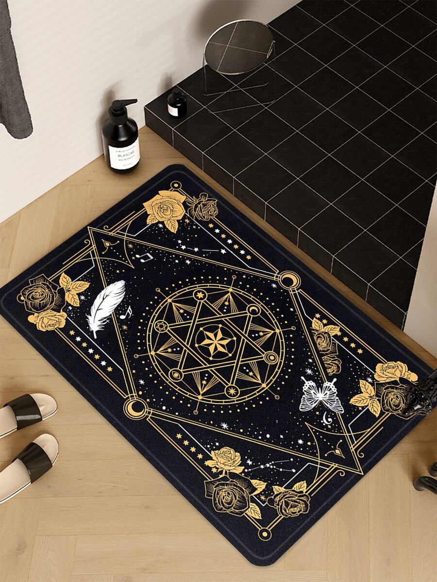 1pc Tarot Door Mat, Modern Polyester Indoor Outdoor Rug For Home - Multicolor - View 1