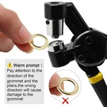 扣眼工具成套工具手持打孔機鉗便攜氣眼鉚釘手掌機器手動沖床/穿孔帶500入組10mm扣眼 - 黑色 - 查看 2