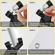 扣眼工具成套工具手持打孔機鉗便攜氣眼鉚釘手掌機器手動沖床/穿孔帶500入組10mm扣眼 - 黑色 - 查看 4