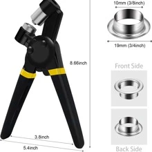 扣眼工具成套工具手持打孔機鉗便攜氣眼鉚釘手掌機器手動沖床/穿孔帶500入組10mm扣眼 - 黑色 - 查看 3