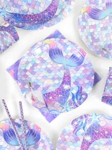 61件美人鱼主题派对一次性餐具套装 - 彩色 - 查看 2