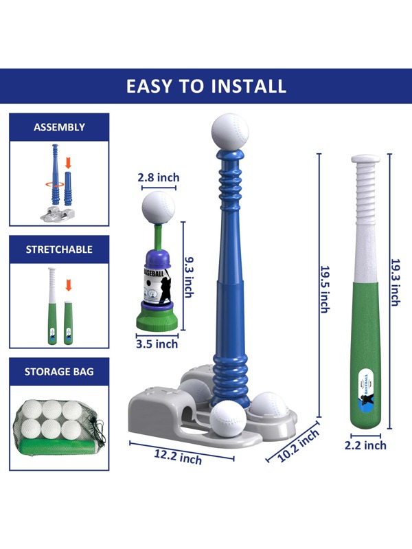 QDRAGON 2 in 1 T Ball Sets for Kids 35 58, Tee Ball Set with