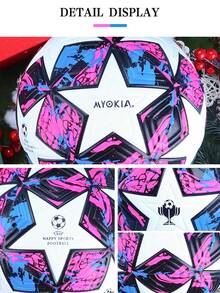 客製化的個人化足球，手工貼花皮革，無接縫，官方重量，耐用且持久 - 準備踢球 （足球沒有充氣，配有一個泵和兩個氣針）