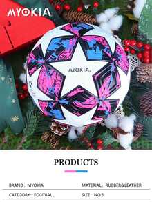 客製化的個人化足球，手工貼花皮革，無接縫，官方重量，耐用且持久 - 準備踢球 （足球沒有充氣，配有一個泵和兩個氣針）