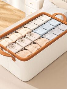 1pc Cabinet Storage Box, Wardrobe Storage Basket, Small Clothing Sorting Basket - Beige - View 3