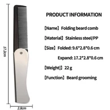 中性不銹鋼手柄黑色塑料齒折疊梳，方便風格，便攜口袋梳子，1入 - 黑色 - 查看 4