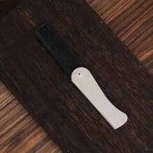 中性不銹鋼手柄黑色塑料齒折疊梳，方便風格，便攜口袋梳子，1入 - 黑色 - 查看 6