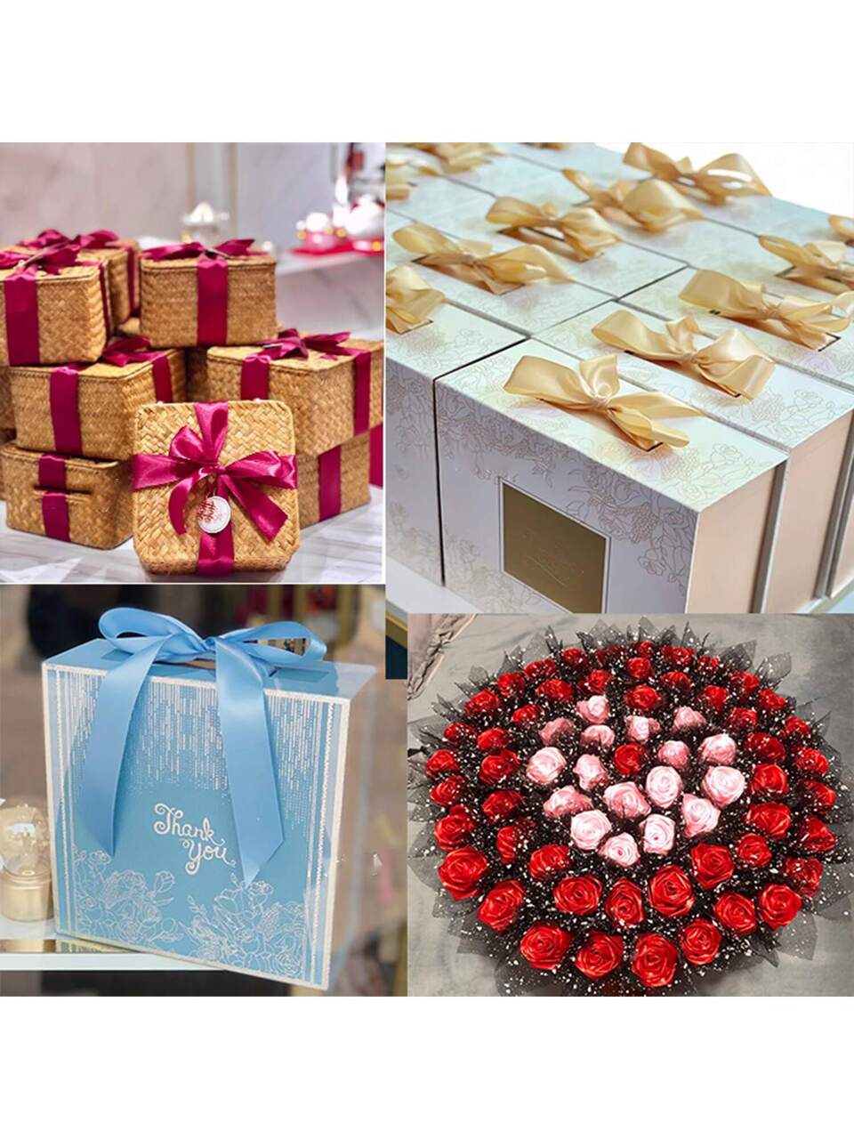 1 Roll/piece Polyester Satin Ribbon For Gift Wrapping, Flower Bouquet Decoration And Crafts