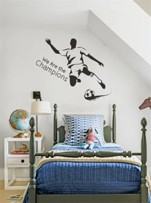 1 miếng dán tường PVC họa tiết chữ bóng đá dùng để trang trí phòng bé trai, miếng dán, decal dán tường, decal vinyl trang trí nhà cửa, vật dụng trang trí mùa xuân làm mới ngôi nhà của bạn, miếng dán trang trí Rama - màu đen - Xem 4