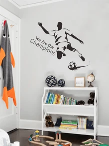 1 miếng dán tường PVC họa tiết chữ bóng đá dùng để trang trí phòng bé trai, miếng dán, decal dán tường, decal vinyl trang trí nhà cửa, vật dụng trang trí mùa xuân làm mới ngôi nhà của bạn, miếng dán trang trí Rama - màu đen - Xem 5